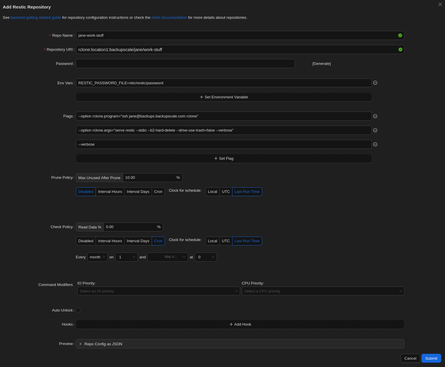 Exmaple repository configuration